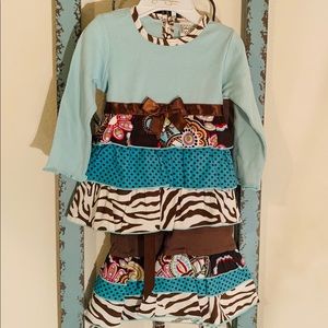 Ann Loren 2pc pant set, ruffled pants/anim…